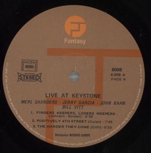 Jerry Garcia Live At Keystone 2-LP vinyl record set (Double LP Album) French JGC2LLI858880