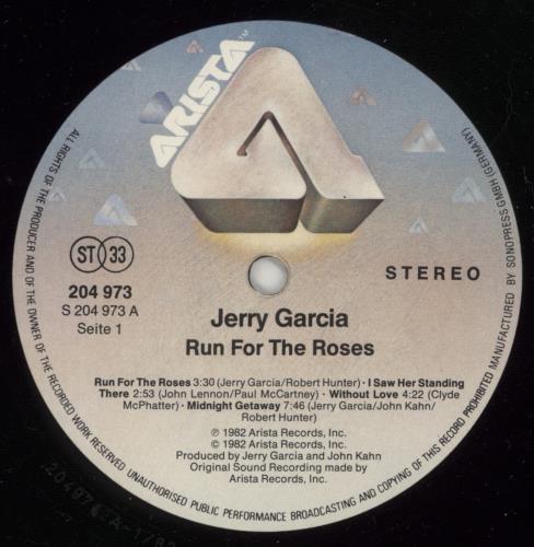 Jerry Garcia Run For The Roses vinyl LP album (LP record) German JGCLPRU341723