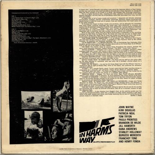 Jerry Goldsmith In Harm's Way vinyl LP album (LP record) US J-0LPIN693424