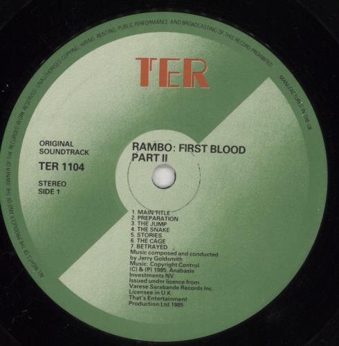 Jerry Goldsmith Rambo: First Blood Part II vinyl LP album (LP record) UK J-0LPRA728447
