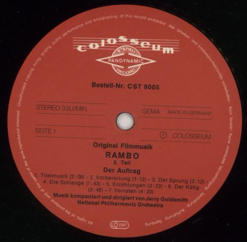 Jerry Goldsmith Rambo: First Blood Part II vinyl LP album (LP record) German J-0LPRA866407