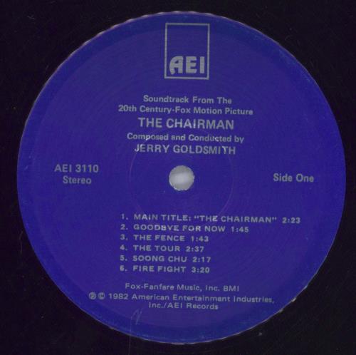 Jerry Goldsmith The Chairman OST vinyl LP album (LP record) US J-0LPTH820675