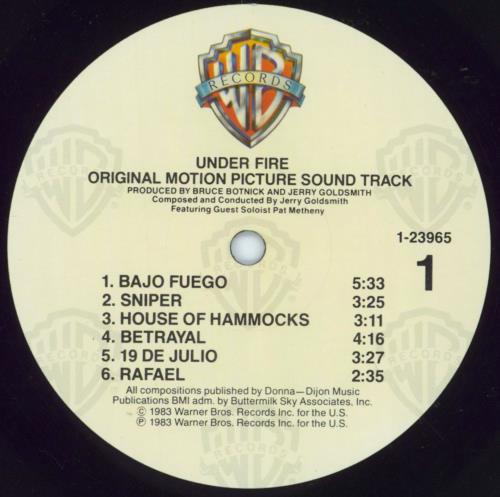 Jerry Goldsmith Under Fire vinyl LP album (LP record) US J-0LPUN815931