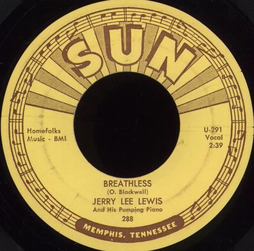 Jerry Lee Lewis Breathless - Wide 7" vinyl single (7 inch record / 45) US JLL07BR702772