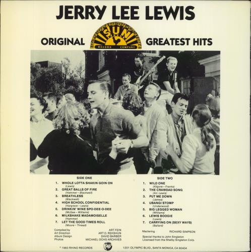 Jerry Lee Lewis Greatest Hits picture disc LP (vinyl picture disc album) US JLLPDGR456912