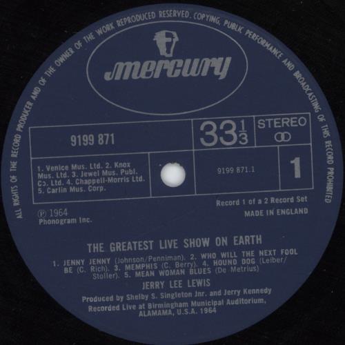 Jerry Lee Lewis The Greatest Live Show On Earth / By Request - EX 2-LP vinyl record set (Double LP Album) UK JLL2LTH880339