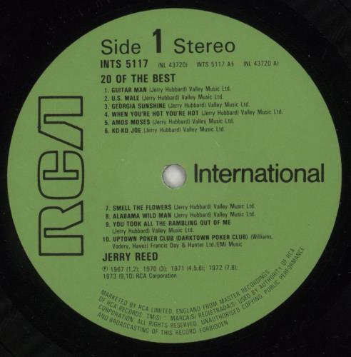 Jerry Reed 20 Of The Best Of Jerry Reed vinyl LP album (LP record) UK JPVLPOF499397