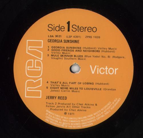 Jerry Reed Georgia Sunshine vinyl LP album (LP record) UK JPVLPGE484187