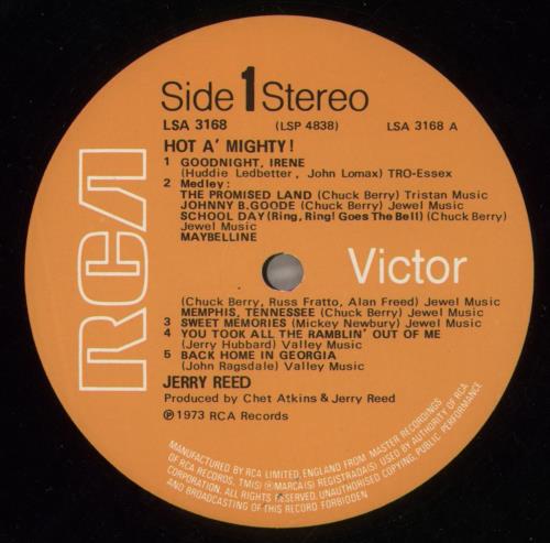 Jerry Reed Hot A' Mighty! vinyl LP album (LP record) UK JPVLPHO578963