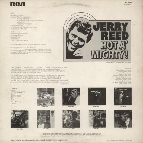 Jerry Reed Hot A' Mighty! vinyl LP album (LP record) UK JPVLPHO578963