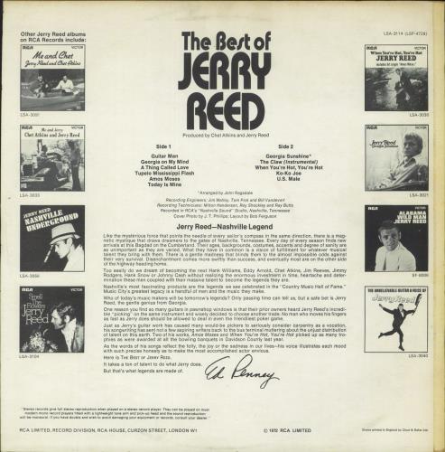 Jerry Reed The Best Of vinyl LP album (LP record) UK JPVLPTH656394