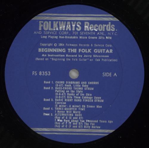 Jerry Silverman Beginning Folk Guitar: An Instruction Record For Beginners vinyl LP album (LP record) US -HRLPBE880471