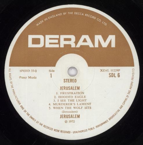 Jerusalem Jerusalem - VG vinyl LP album (LP record) UK JR8LPJE892844
