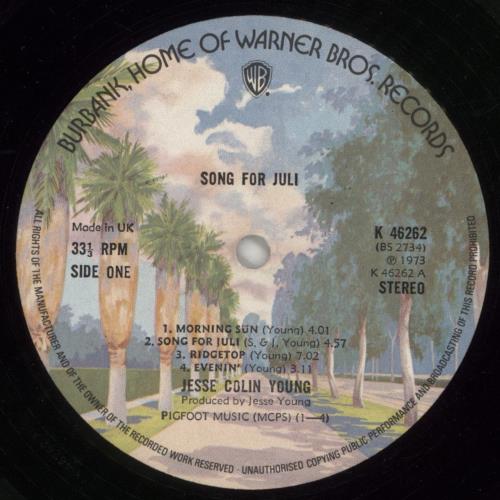 Jesse Colin Young Song For Juli vinyl LP album (LP record) UK JCYLPSO417566