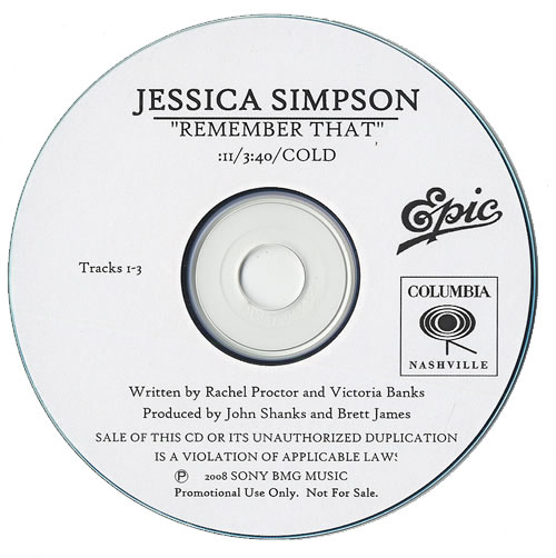 Jessica Simpson Remember That CD-R acetate US JPSCRRE457816