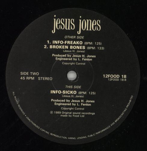 Jesus Jones Info Freako 12" vinyl single (12 inch record / Maxi-single) UK JEJ12IN01831