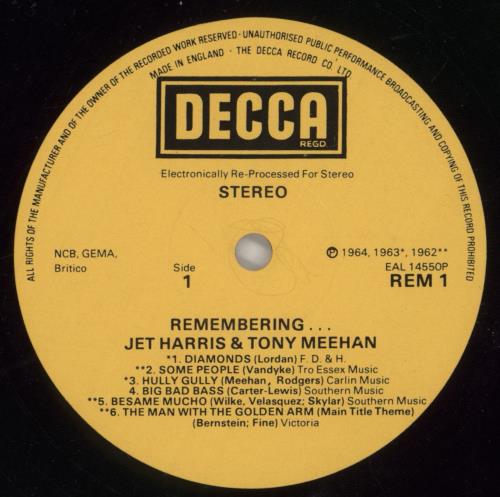 Jet Harris & Tony Meehan Remembering... - EX vinyl LP album (LP record) UK JA4LPRE227018