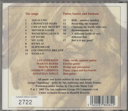 Jethro Tull Aqualung Live 2005 CD album (CDLP) UK TULCDAQ332932