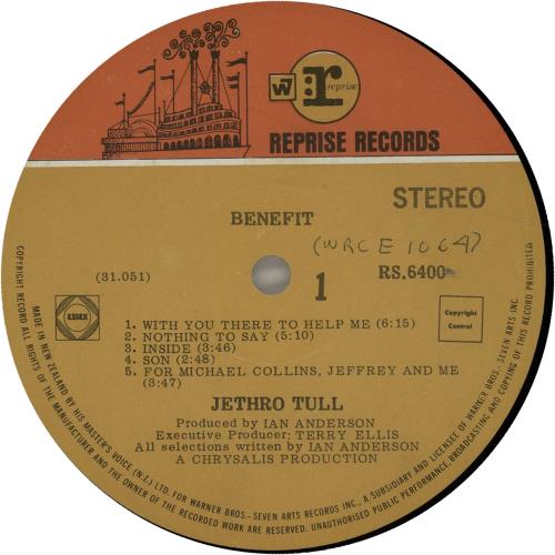 Jethro Tull Benefit vinyl LP album (LP record) New Zealand TULLPBE612107