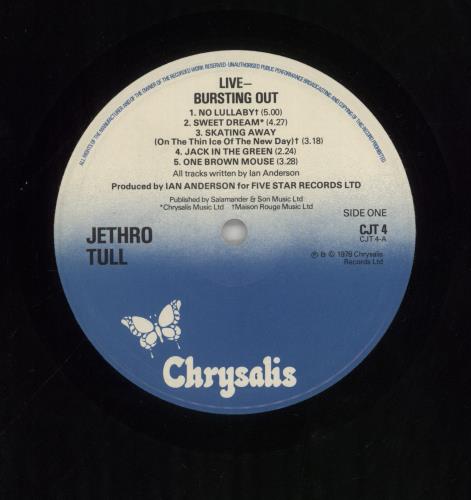 Jethro Tull Live - Bursting Out - EX 2-LP vinyl record set (Double LP Album) UK TUL2LLI782483