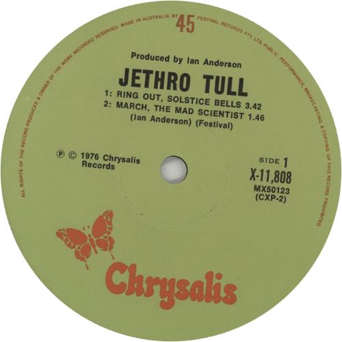 Jethro Tull Ring Out Solstice Bells EP - P/S 7" vinyl single (7 inch record / 45) Australian TUL07RI651417