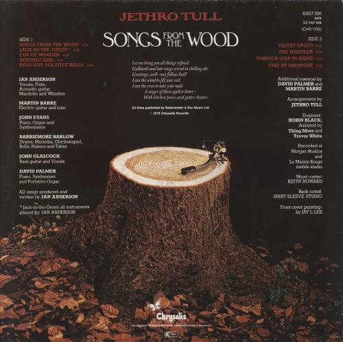 Jethro Tull Songs From The Wood vinyl LP album (LP record) German TULLPSO822513