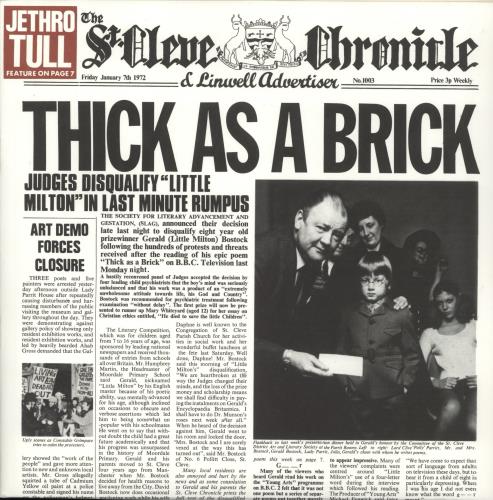 Jethro Tull Thick As A Brick - 50th Anniversary Newspaper Edition vinyl LP album (LP record) UK TULLPTH873590