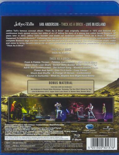 Jethro Tull Thick As A Brick - Live In Iceland - Sealed Blu Ray DVD UK TULBRTH822905