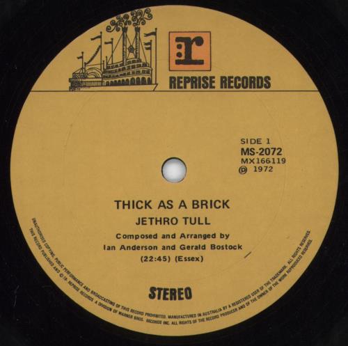 Jethro Tull Thick As A Brick Australian vinyl LP album (LP record) (801168)