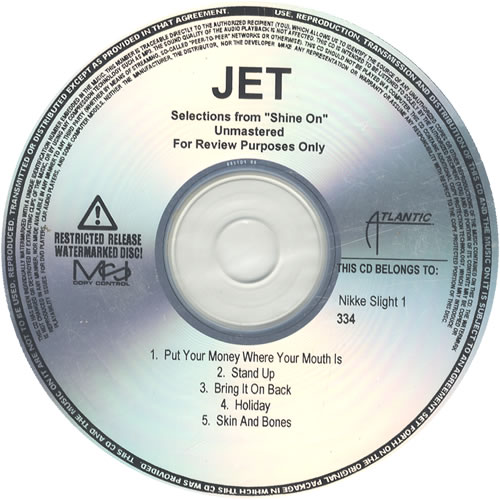 Jet Selections From Shine On CD-R acetate US J/TCRSE514197
