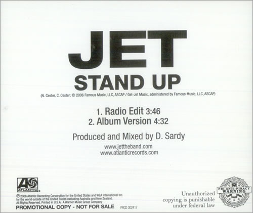 Jet Stand Up CD single (CD5 / 5") US J/TC5ST513451