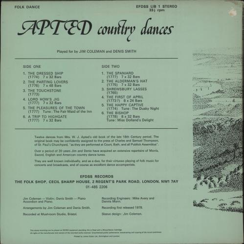 Jim Coleman Apted Country Dances vinyl LP album (LP record) UK 2KRLPAP757837
