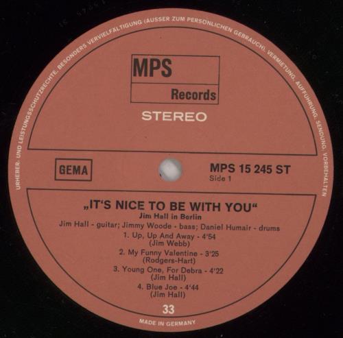 Jim Hall It's Nice To Be With You vinyl LP album (LP record) German JI1LPIT878525