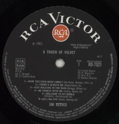 Jim Reeves A Touch Of Velvet vinyl LP album (LP record) UK JB1LPAT385431