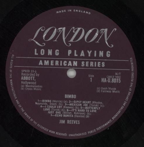 Jim Reeves Bimbo vinyl LP album (LP record) UK JB1LPBI329280