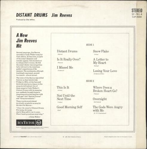 Jim Reeves Distant Drums vinyl LP album (LP record) UK JB1LPDI692419