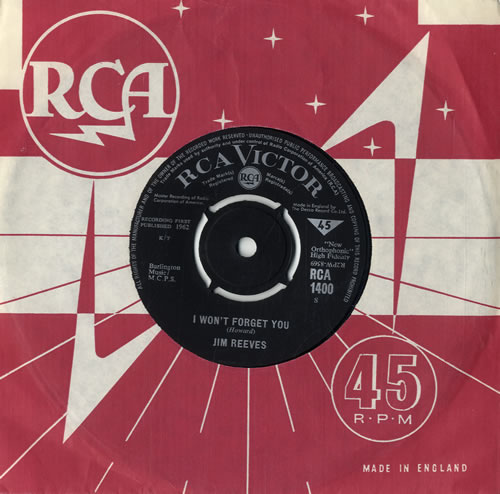 Jim Reeves I Won't Forget You 7" vinyl single (7 inch record / 45) UK JB107IW420371