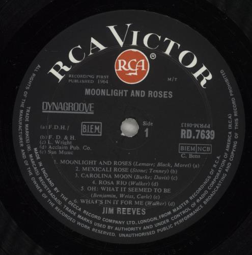 Jim Reeves Moonlight And Roses vinyl LP album (LP record) UK JB1LPMO385448