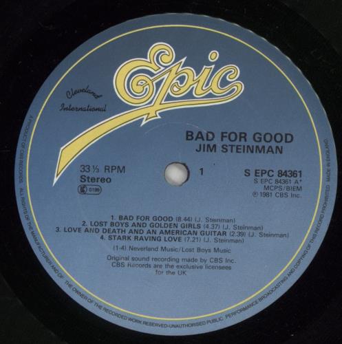 Jim Steinman Bad For Good vinyl LP album (LP record) UK J-SLPBA329319