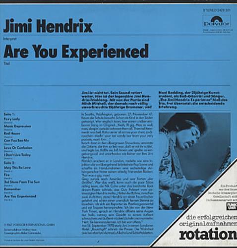 Jimi Hendrix Are You Experienced vinyl LP album (LP record) German HENLPAR321018