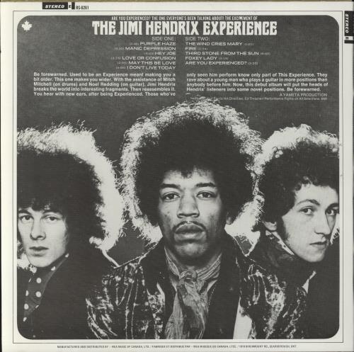 Jimi Hendrix Are You Experienced vinyl LP album (LP record) Canadian HENLPAR609820