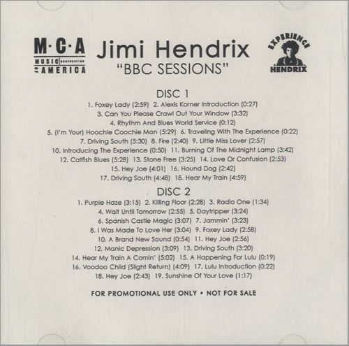 Jimi Hendrix Bbc Sessions - 2 CD-R CD-R acetate US HENCRBB111733