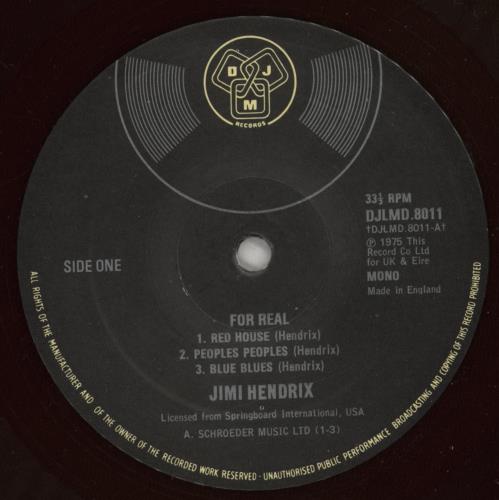 Jimi Hendrix For Real - Ruby Red 2-LP vinyl record set (Double LP Album) UK HEN2LFO646349