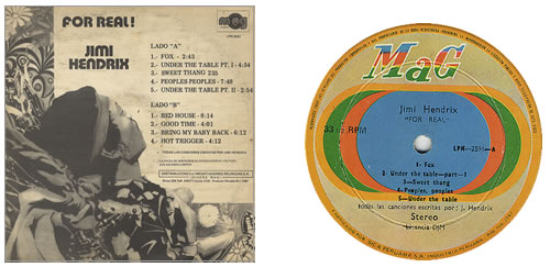 Jimi Hendrix For Real vinyl LP album (LP record) Peruvian HENLPFO412213