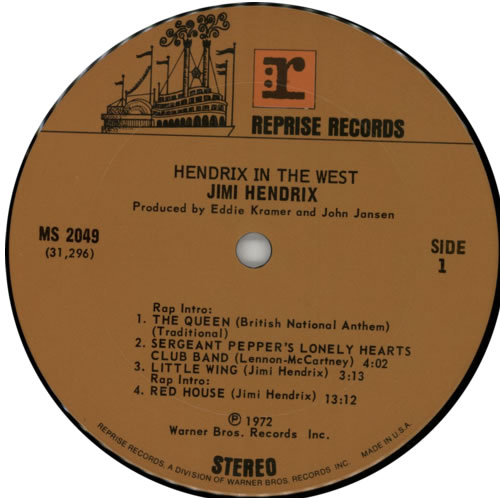 Jimi Hendrix Hendrix In The West vinyl LP album (LP record) US HENLPHE591102