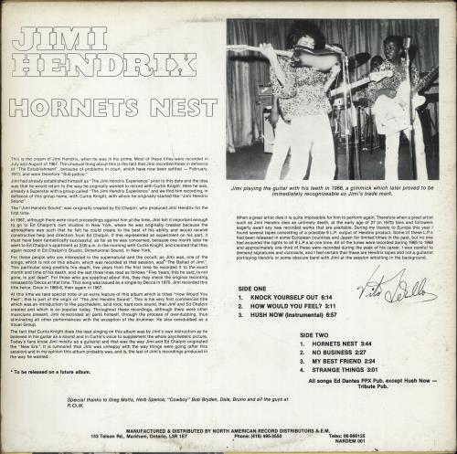 Jimi Hendrix Hornets Nest vinyl LP album (LP record) Canadian HENLPHO701454