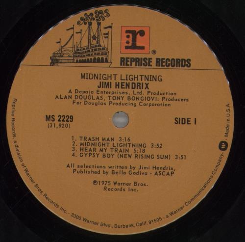 Jimi Hendrix Midnight Lightning - EX vinyl LP album (LP record) US HENLPMI600478