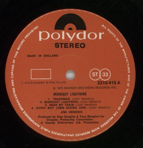 Jimi Hendrix Midnight Lightning vinyl LP album (LP record) UK HENLPMI71871