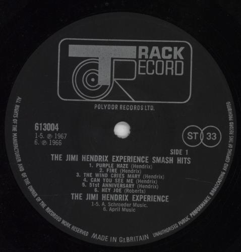 Jimi Hendrix Smash Hits - VG vinyl LP album (LP record) UK HENLPSM790325