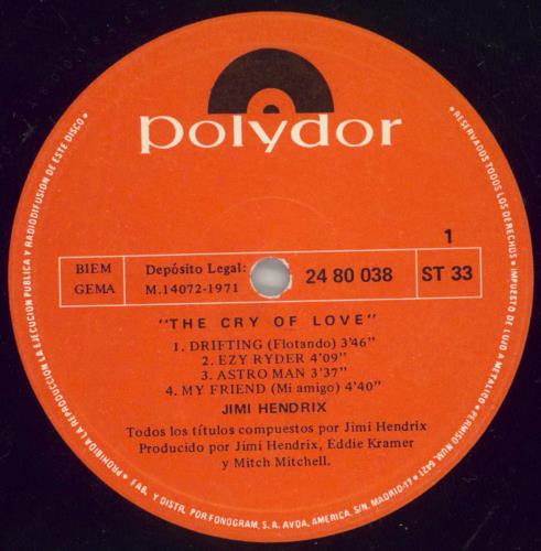 Jimi Hendrix The Cry Of Love vinyl LP album (LP record) Spanish HENLPTH867031